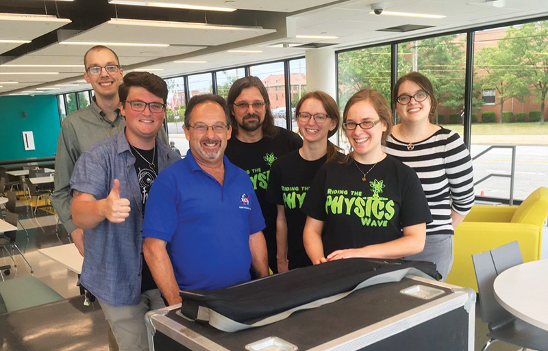  Jim Pitchford (CSU alumnus), Tony Dobrila, John H. Oldham (Logistical Innovations, Inc., exhibits specialist and lunar sample coordinator), Dr. Kiril Streletzky (CSU SPS advisor), Samantha Tietjen, Dr. Krista Freeman (CSU alumni/Carnegie Mellon alumnus), Aubrey Lokey. Photo courtesy of Kiril Streletzky.