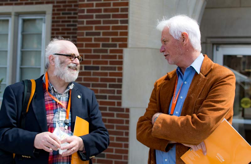 Dr. Jon Levin (right) is pictured with Daniel Golombek at the 2015 SPS Zone 8 Meeting. Photo by Richard Prince.