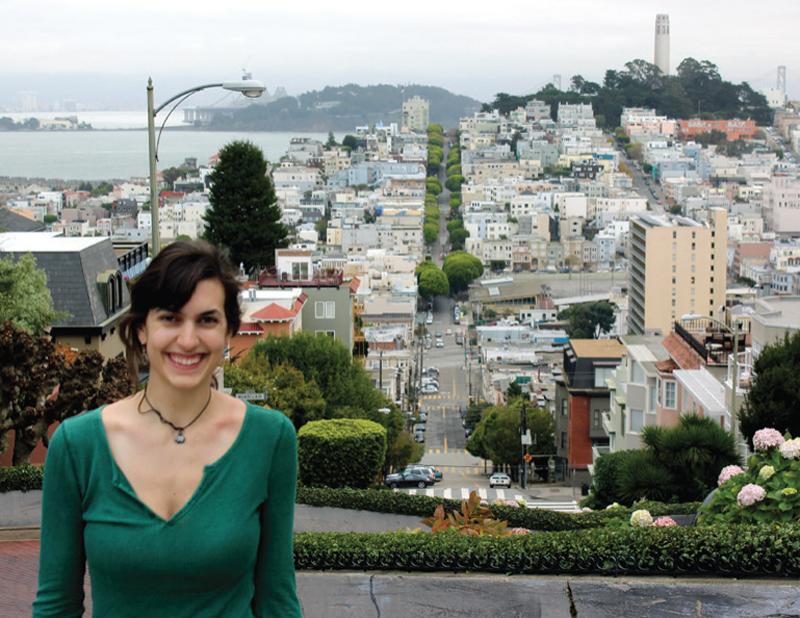 Lois Smith stands atop a hill overlooking San Francisco. Photo by Anthony Rasca.