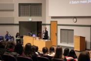 Dr. Debra Fischer’s keynote talk was simulcast to all of the CUWiP sites. Photo by Anne-Sylvie Deutsch