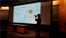 Swarthmore junior Kira Simpson presenting research on exoplanet detection.